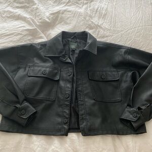 Cropped leather jacket
